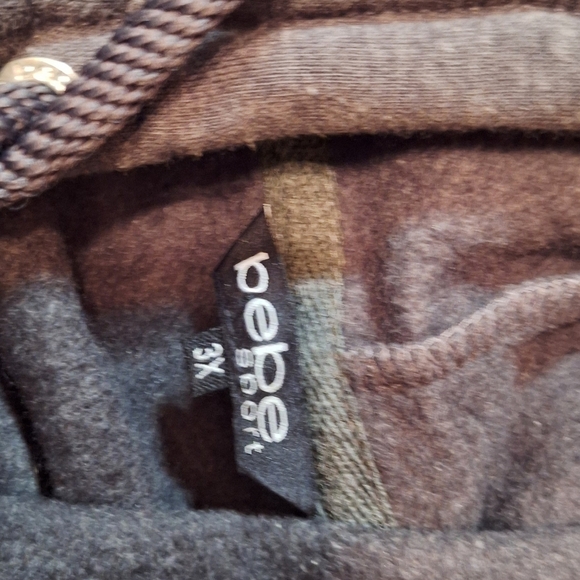 bebe Pullover Hooded Hoodie sweatshirt Ladies Plus Size 3X Gray & PINK Cozy - Picture 2 of 2